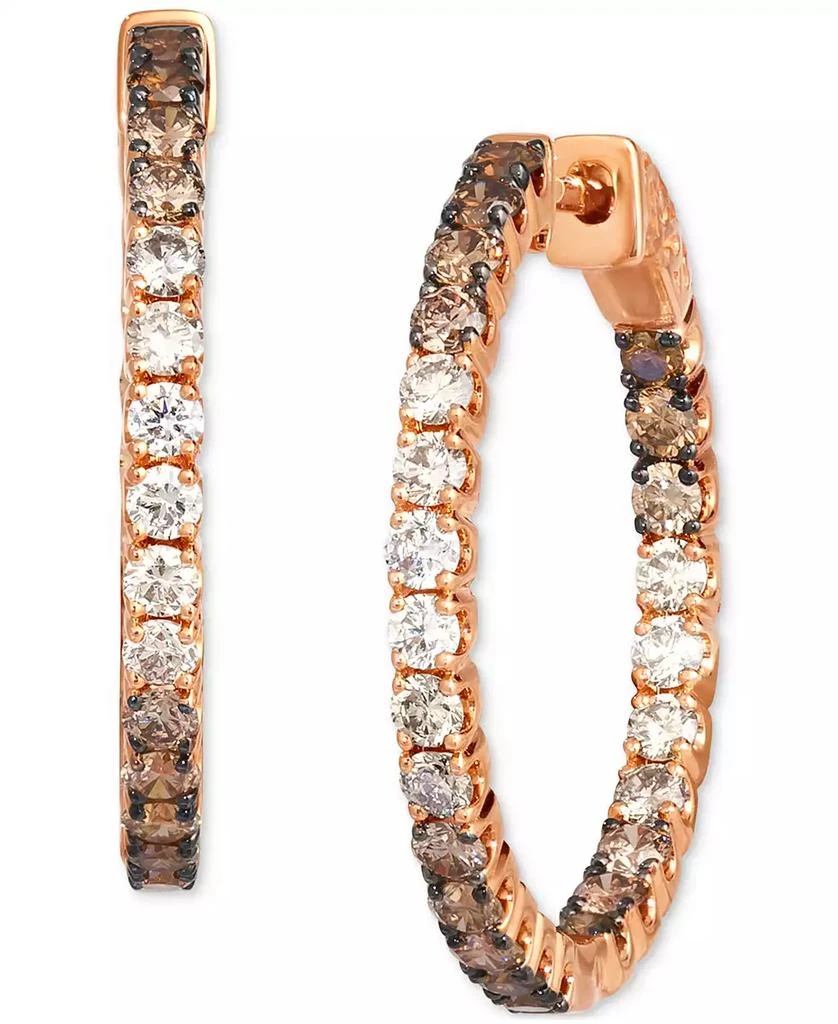 Le Vian Chocolate Ombré Diamond In 
Out Small Hoop Earrings (2 ct. t.w.) in 14k Gold, 1" 2