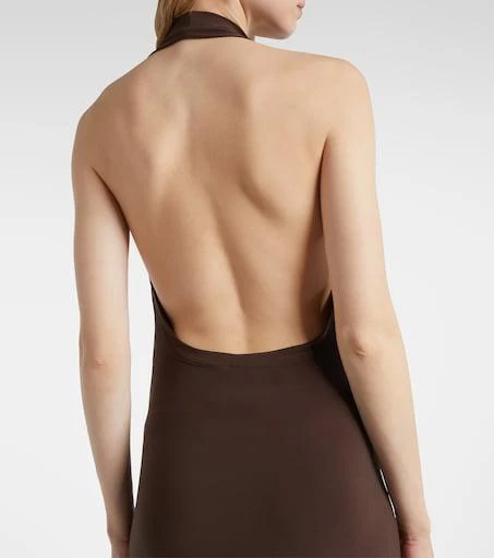 norma kamali halterneck jersey maxi dress Halterneck jersey maxi dress in brown - Norma Kamali