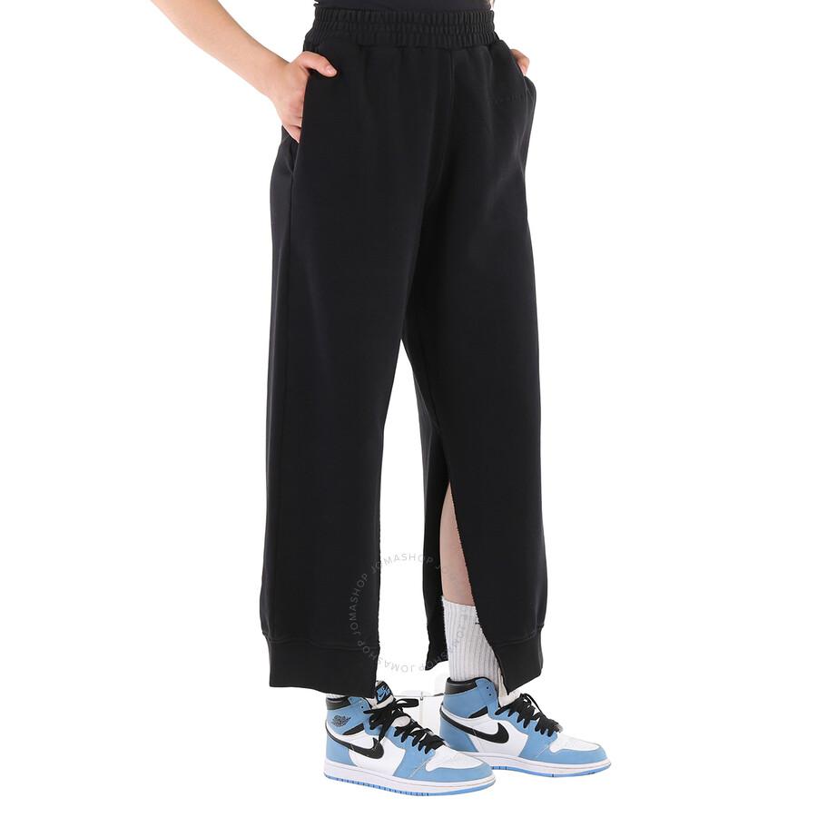 MM6 MM6 Ladies Black Sporty Split Logo Embroidered Sweatpants