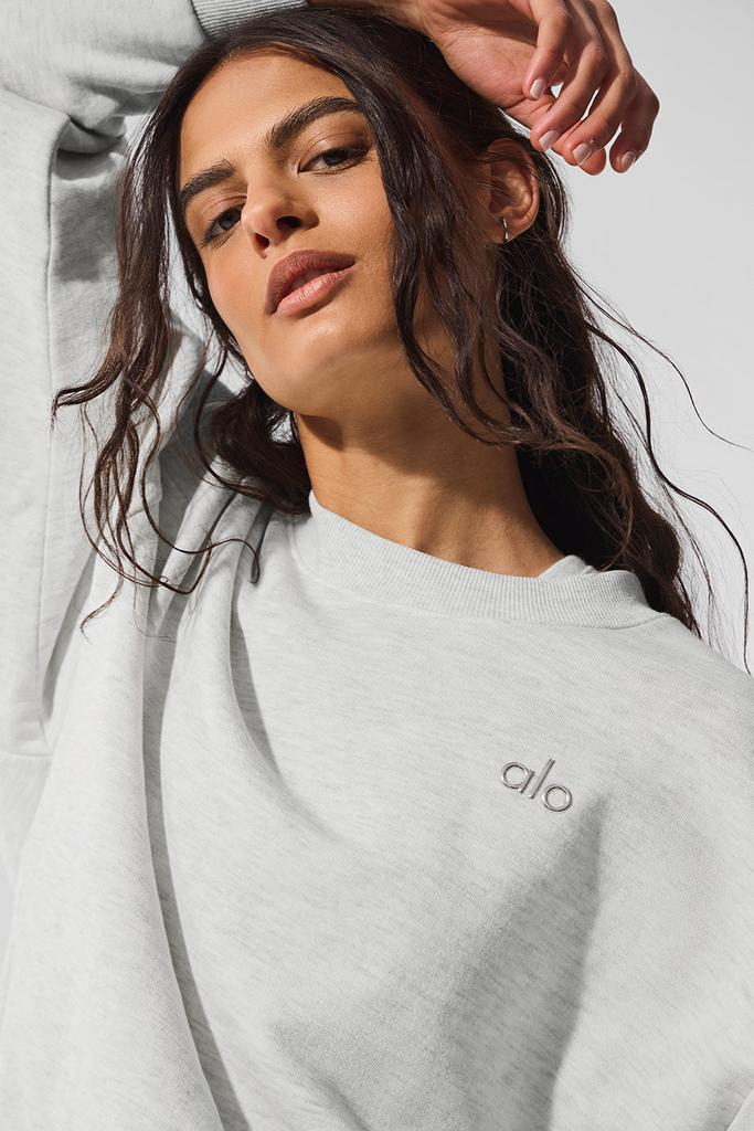 Alo Accolade Crew Neck Pullover - White Heather - Hoodies - Free