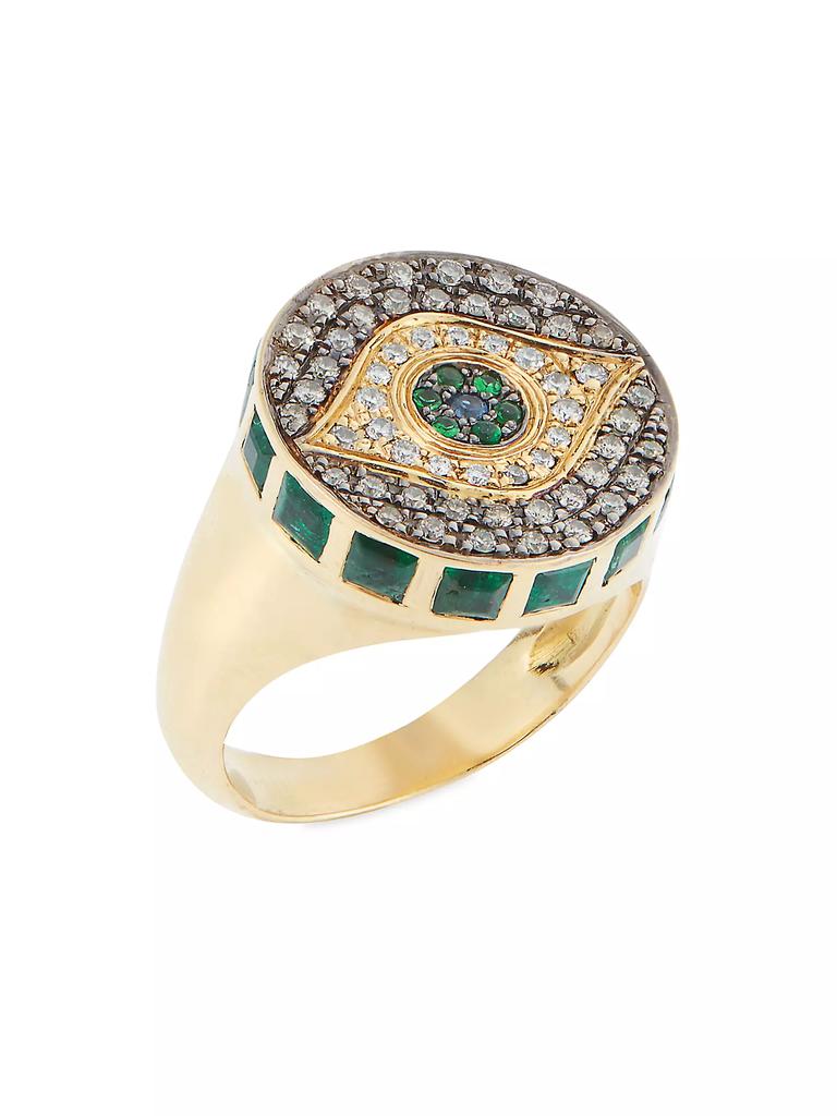 Ileana Makri Evil Eye 18K Yellow Gold & Multi-Stone Dawn Chevalier Ring