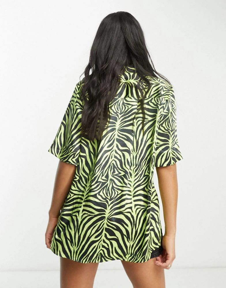 Hugo Boss HUGO Eraja relaxed fit silky shirt in yellow with zebra print 2