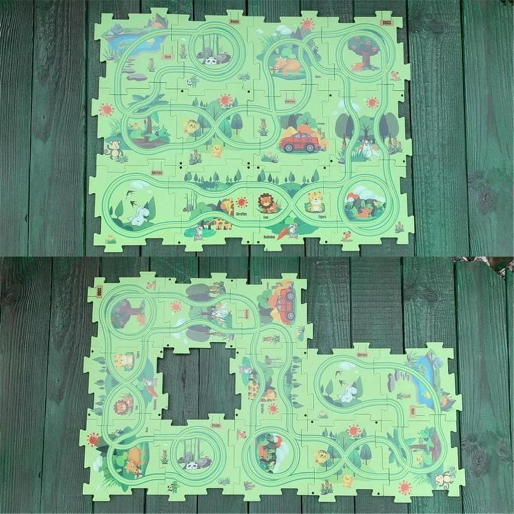 AZ Trading Jungle Theme Rail Car Puzzle Track Set