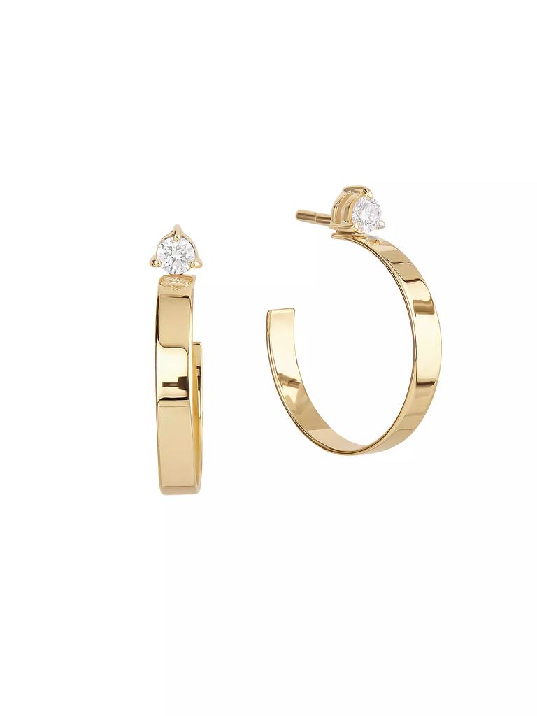 LANA Solo 14K Yellow Gold & 0.13 TCW Diamond Huggie Hoop Earrings
