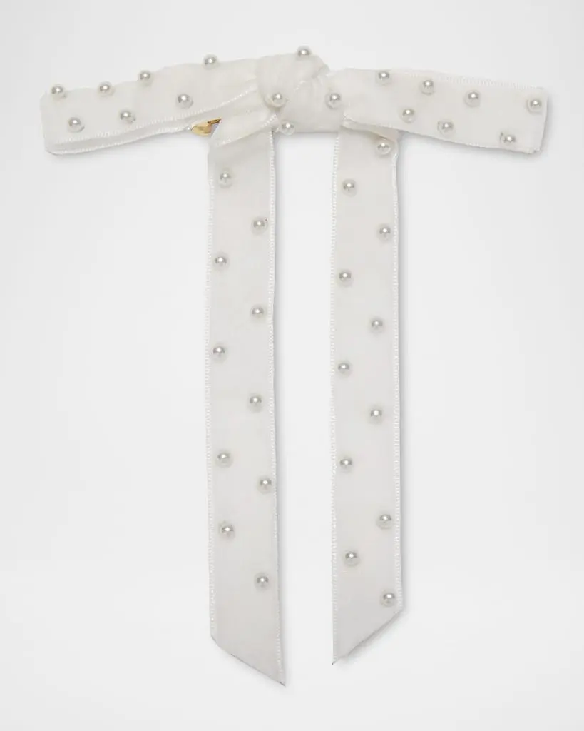 Lele Sadoughi Bardot Pearl Embellished Bow Barrette