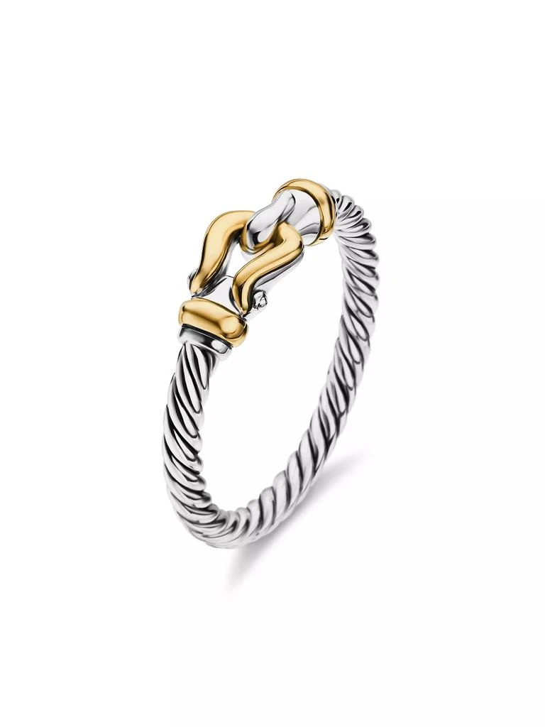 David Yurman Petite Buckle Ring with 18K Yellow Gold 2