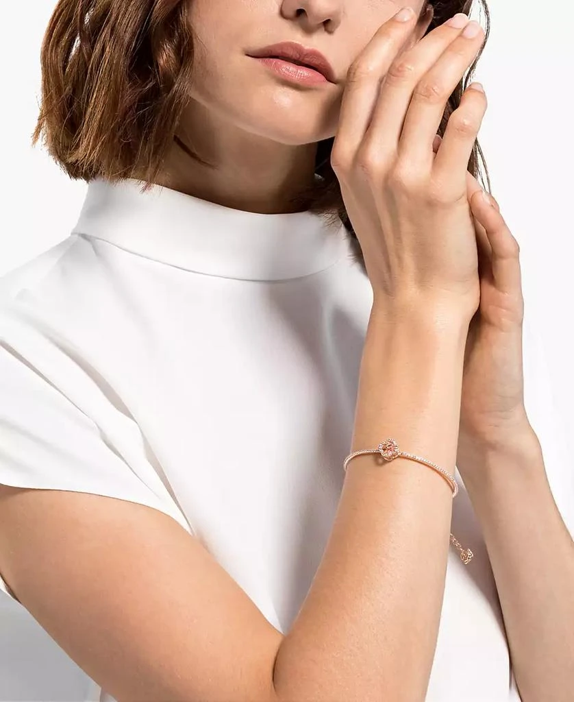 Swarovski Rose Gold-Tone Crystal Clover Bangle Bracelet 2