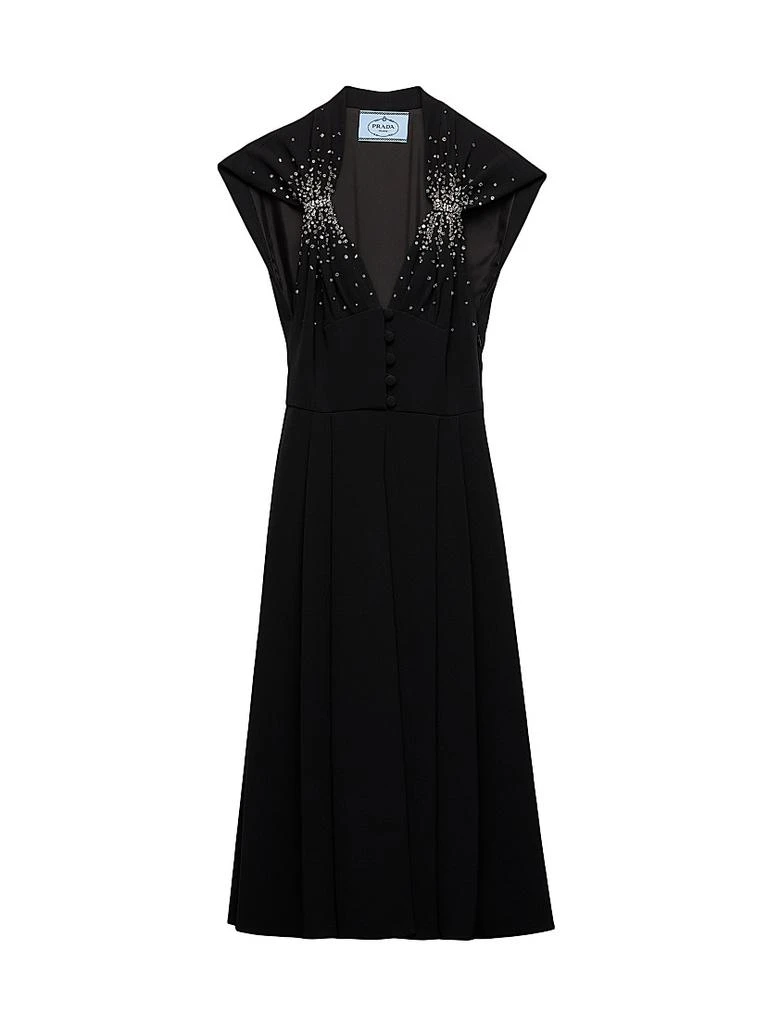Prada Embroidered Cady Dress, Women, Black, Size 36 Prada Embroidered Cady Dress, Women, Black, Size 36