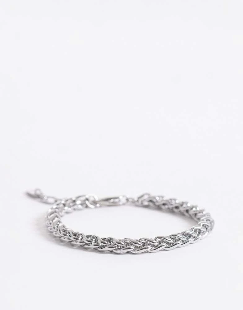 ASOS ASOS DESIGN waterproof stainless steel interlocking link chain bracelet in silver