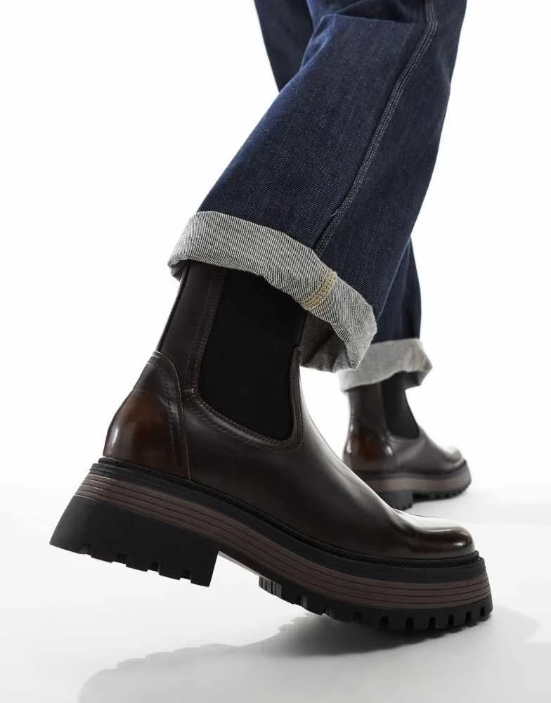 ASOS ASOS DESIGN chelsea boots in brown with chunky sole 1