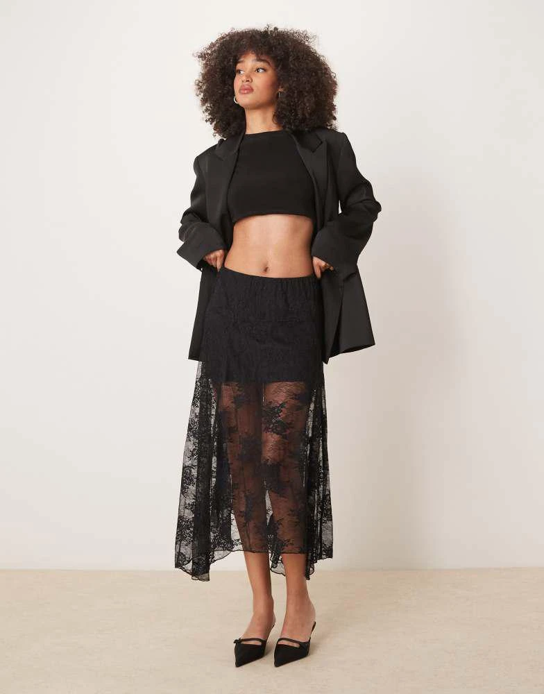 Abercrombie & Fitch Abercrombie & Fitch lace detail flowy maxi skirt in black 1