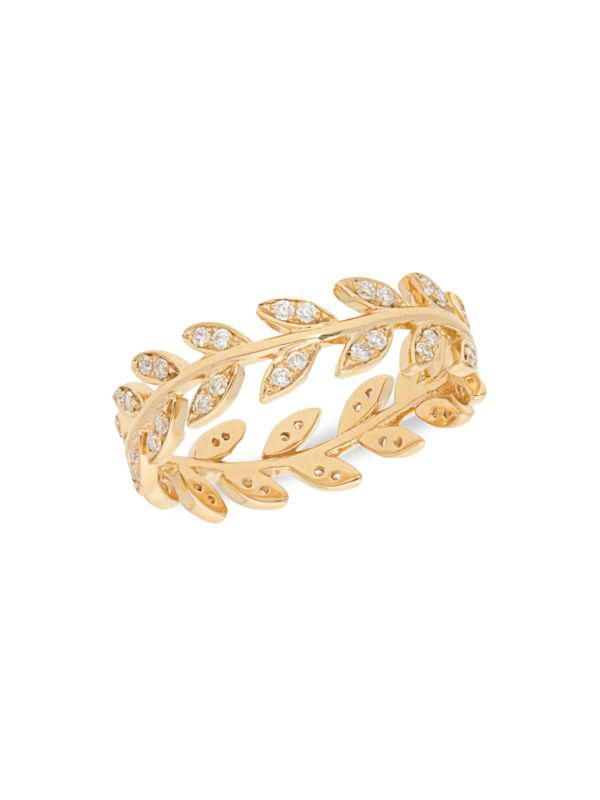 Nephora 14K Yellow Gold & 0.28 TCW Diamond Leaf Ring