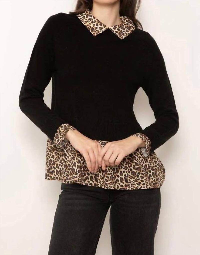 Central Park West Central Park West - Nova Leopard Print Twofer Sweater