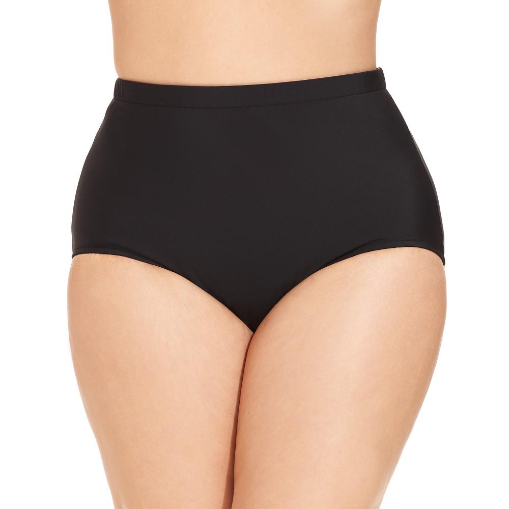 Swim Solutions Plus Size Mid-Rise Tummy-Control Swim Bottoms
