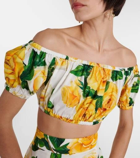 Dolce 
Gabbana Floral off-shoulder cotton crop top 4