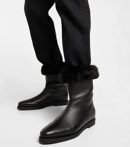 Totême Faux fur-lined leather ankle boots 4