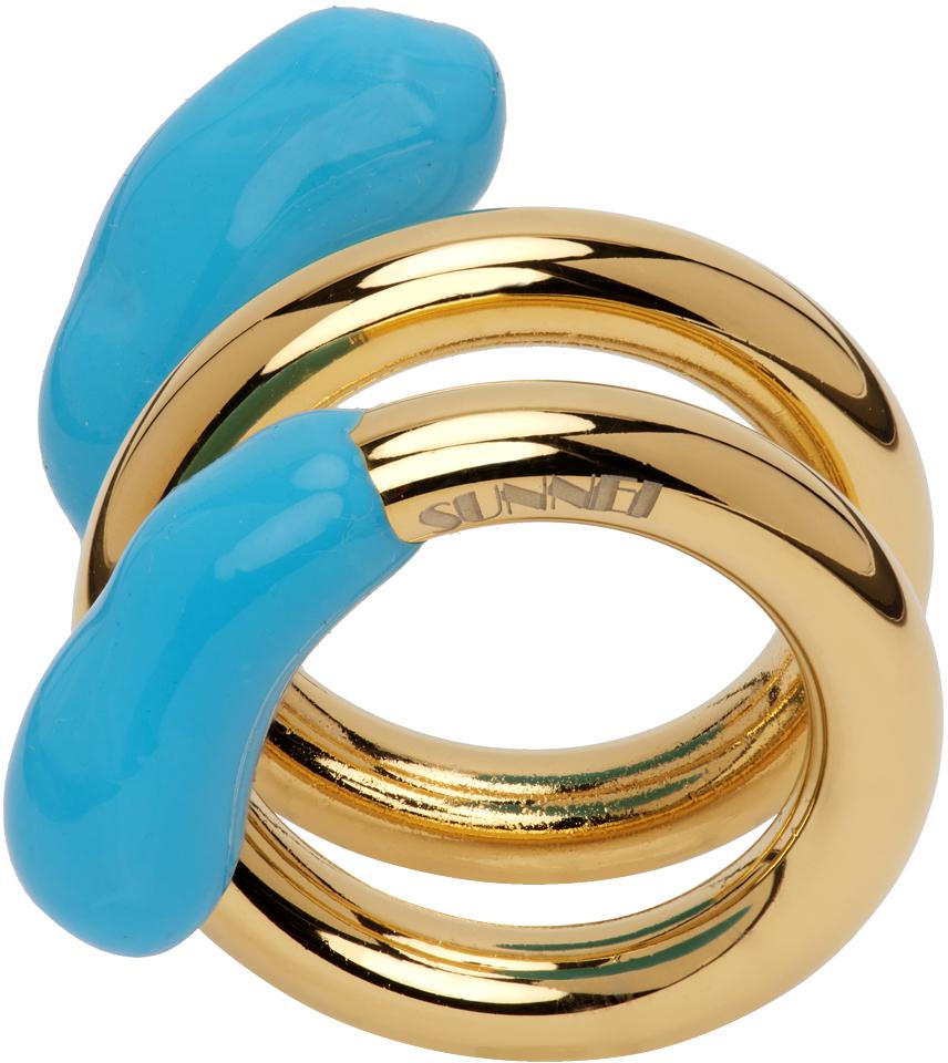 SUNNEI Gold & Blue Double Fusillo Ring