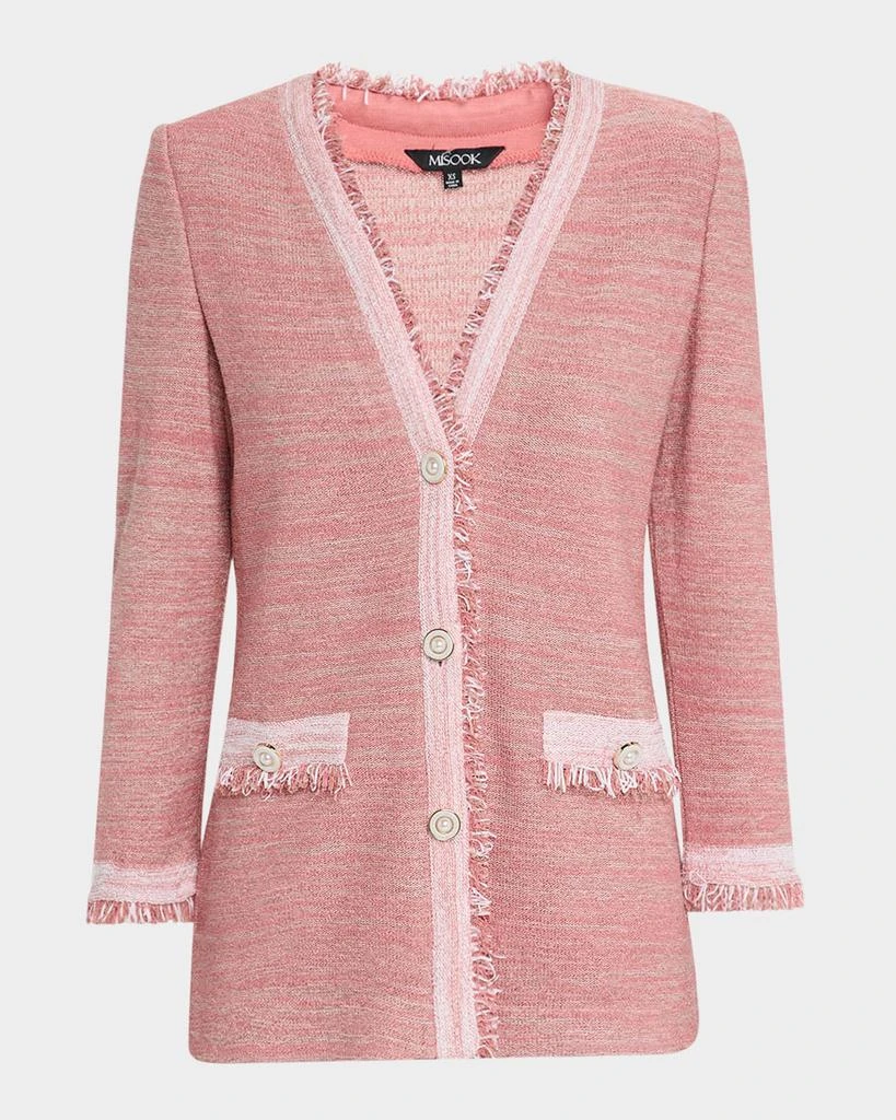 Misook Heritage Fringe-Trim Melange Knit Jacket 1