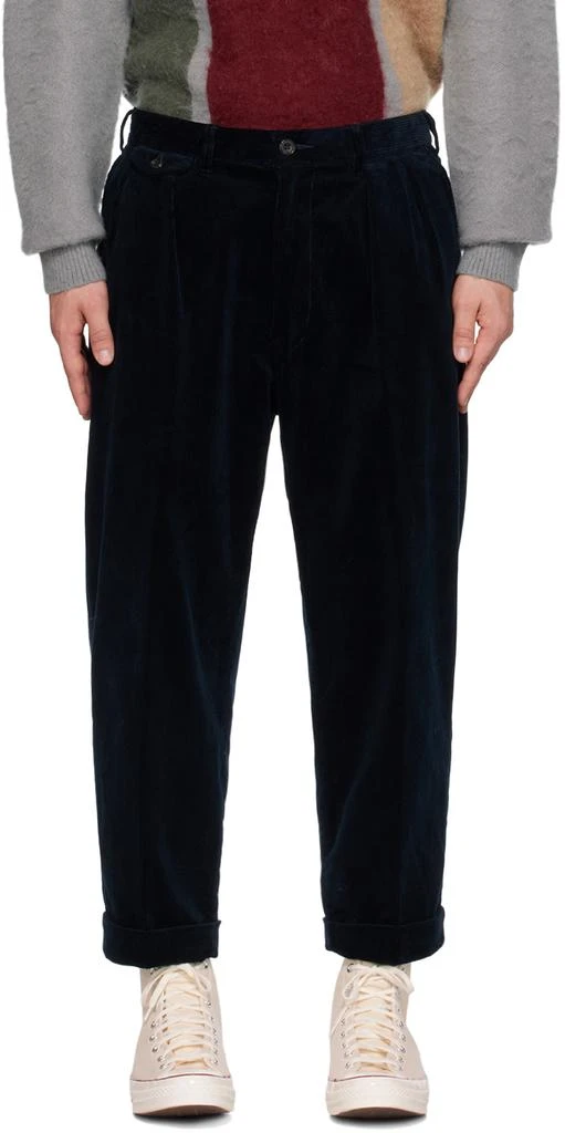 BEAMS PLUS Navy Pleated Trousers 1