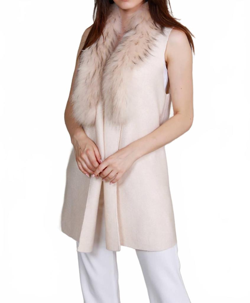 DOLCE CABO Women's Cream Fur Collar Vest In Beige