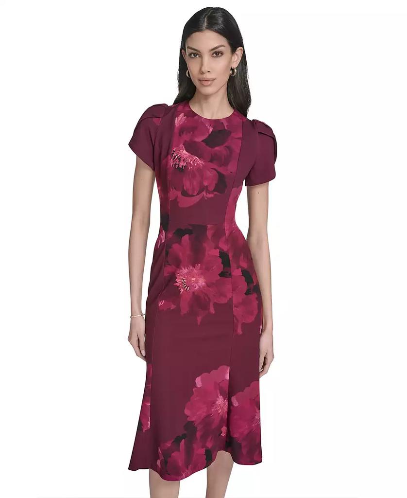 Calvin Klein Women's Crewneck Short-Sleeve Midi Dress