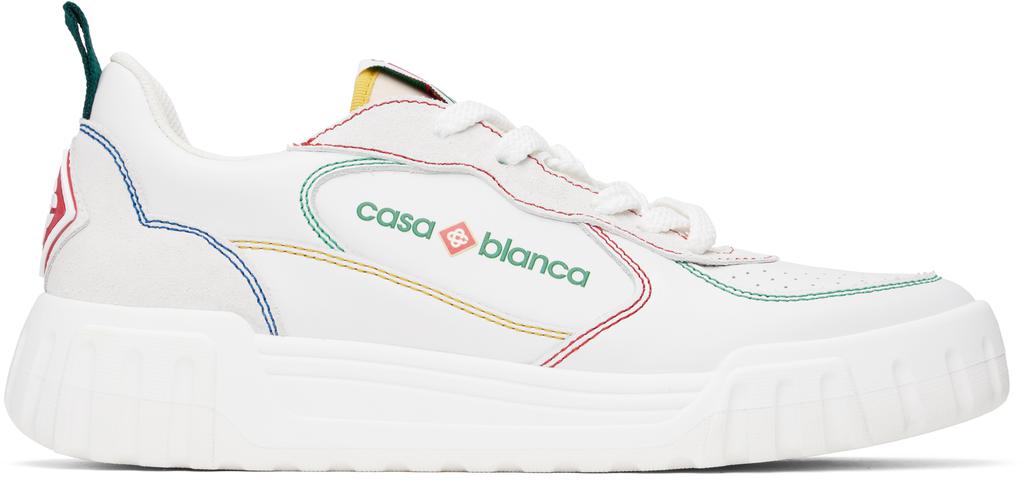 【関税込み】Casablanca グリーン＆ホワイト Court スニーカー Casablanca Court Sneakers - White / Green - SNK-017-01M