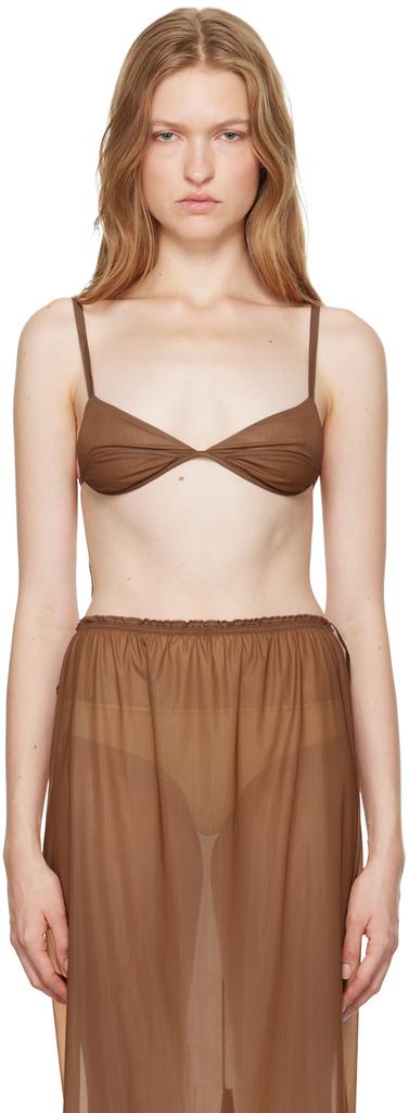 Carven Brown Sheer Bra
