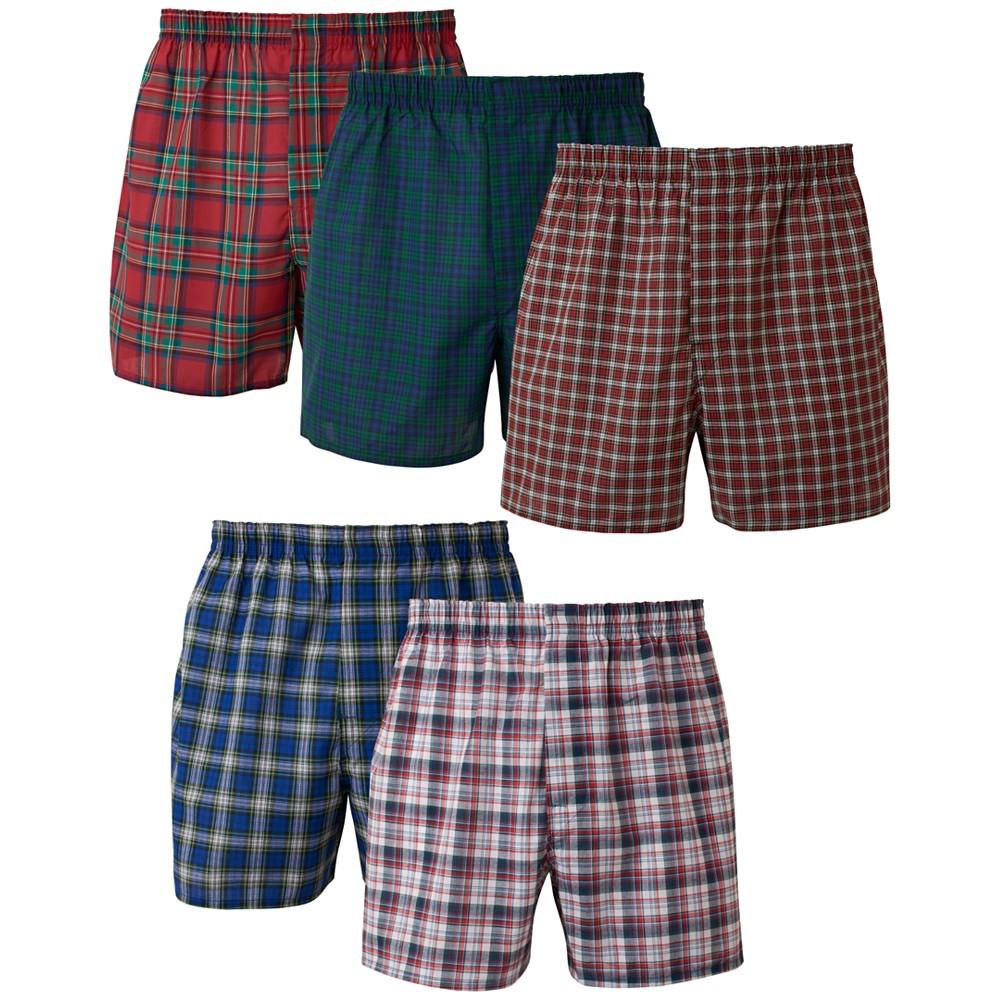 Hanes Men's 5-Pk. Ultimate® FreshIQ® Tartan Print Woven Boxers