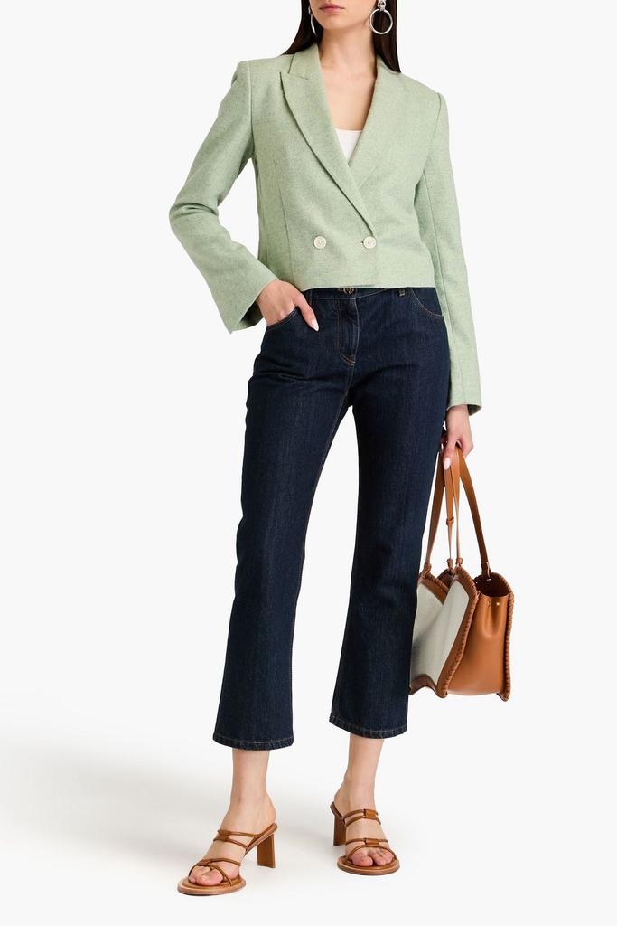 DEREK LAM 10 CROSBY Cropped double-breasted herringbone tweed blazer