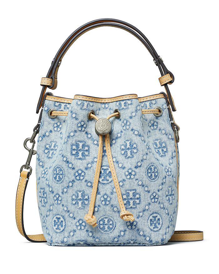 Tory Burch T Monogram Denim Mini Bucket Bag