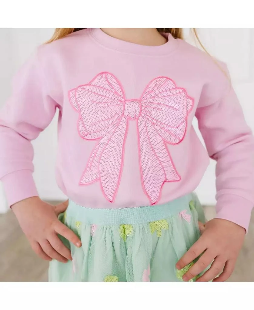 Sweet Wink Toddler Girls Pink Bow Sequin Patch Sweatshirt 2