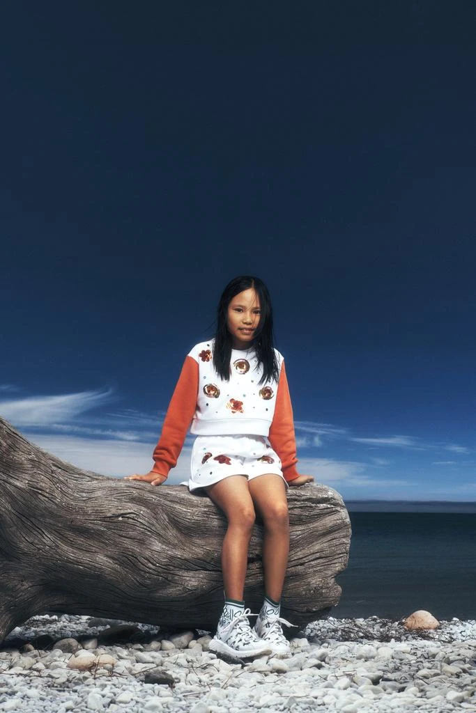 Marni MARNI Girls Embellished Flower Sweatshirt in White 2