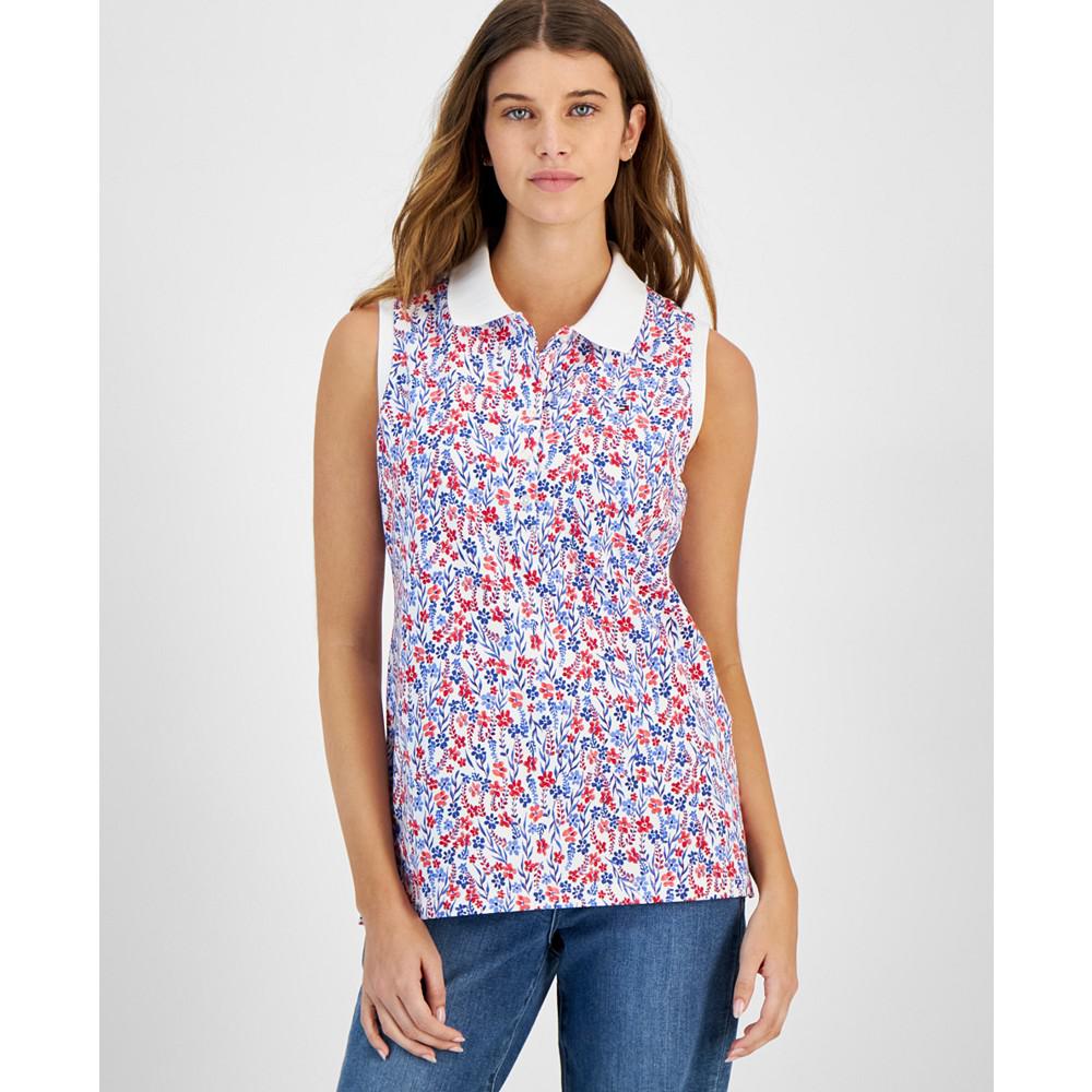 Tommy Hilfiger Women's Floral Print Sleeveless Polo Shirt