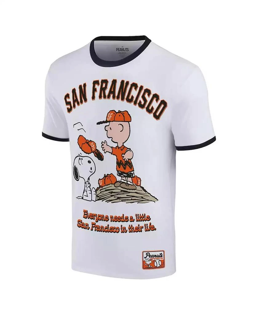 Ripple Junction Men's White Peanuts San Francisco Baseball Ringer T-Shirt 3