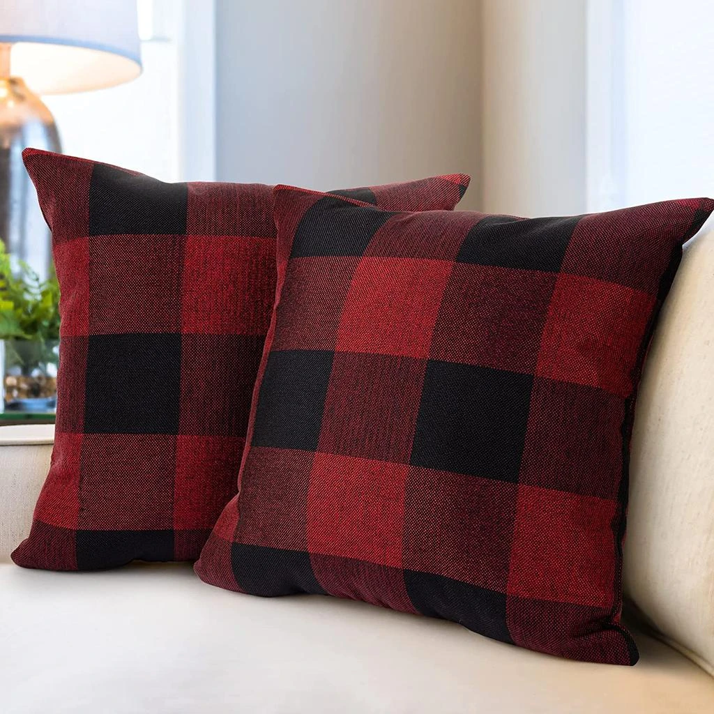 Zulay Kitchen Pack of 2 Buffalo Plaid Throw Pillow Covers 16x16 7