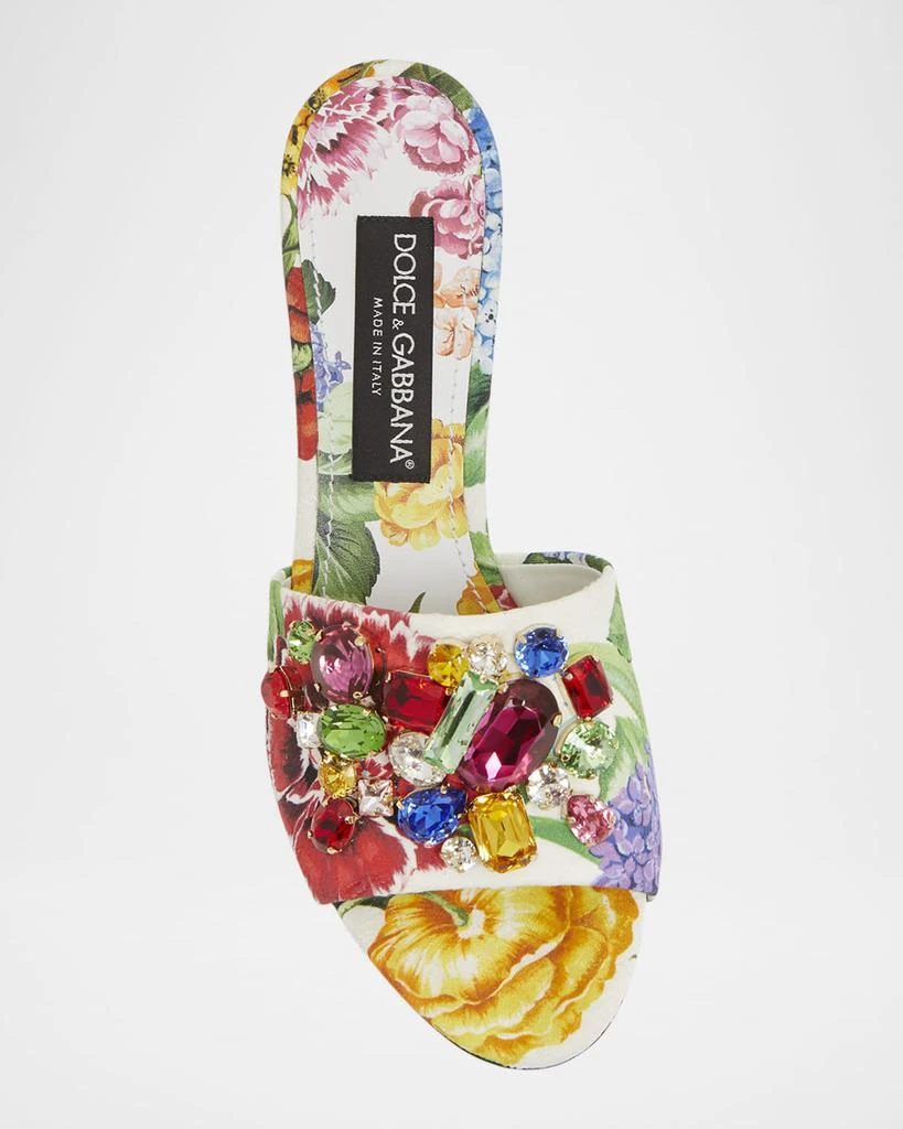 Dolce & Gabbana Keira Floral Jeweled Mule Sandals 6