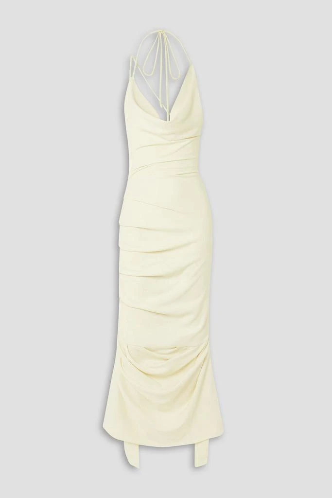 A.W.A.K.E. Mode Asymmetric draped stretch-crepe gown 1