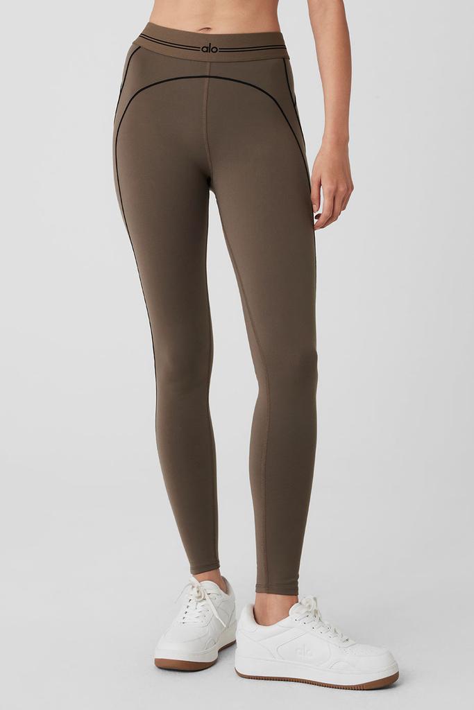Alo Airbrush High-Waist Heart Throb Legging - Olive Tree/Black