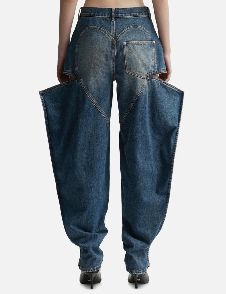 AREA Crystal Embellished Slit Jeans 3