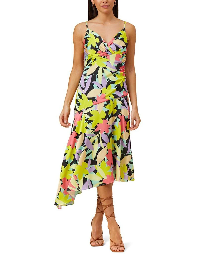 Aidan Mattox V-Neck Asymmetrical Midi Dress 1