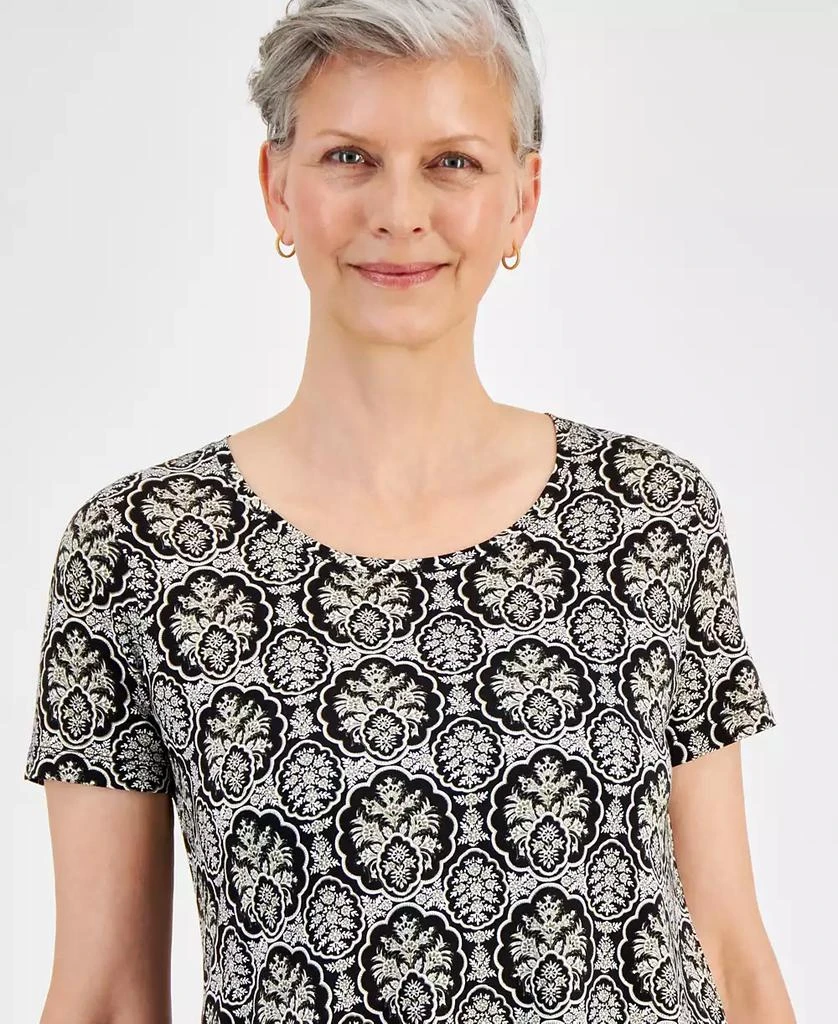 JM Collection Women's Printed Short Sleeve Scoop-Neck Top, Created for Macy's 3