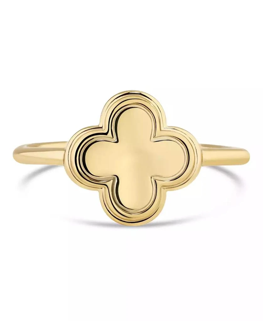 DEVATA Contour-lined Clover Ring in Gold Plated Sterling Silver, Size 6