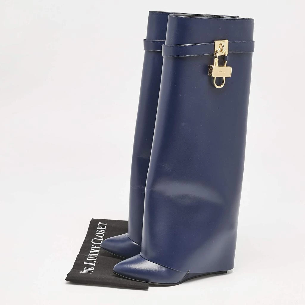 Givenchy Givenchy Navy Blue Leather Shark Lock Knee Length Boots Size 39 9