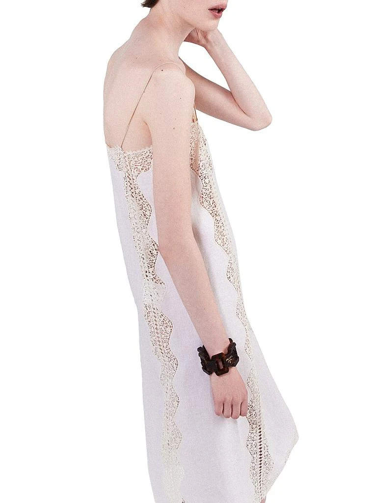 Prada Embroidered Lace-Trimmed Linen Dress 6