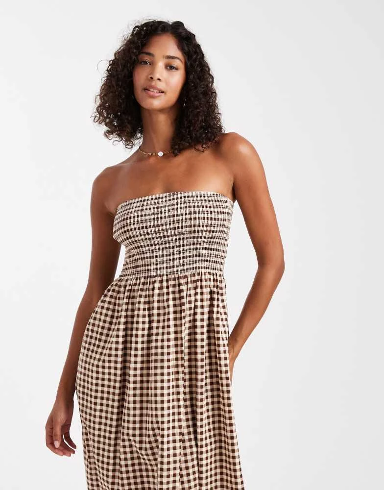 bandeau brown dress Intimates Soft Mesh Mini Slip Dress in Mocha main image 1
