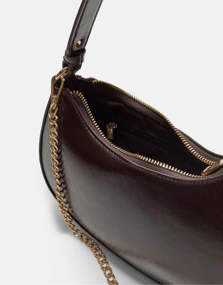 Stradivarius Stradivarius Moon shoulder bag with chain in brown 3