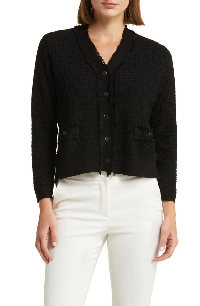 Adrianna Papell Frayed Waffle Knit Cardigan 1