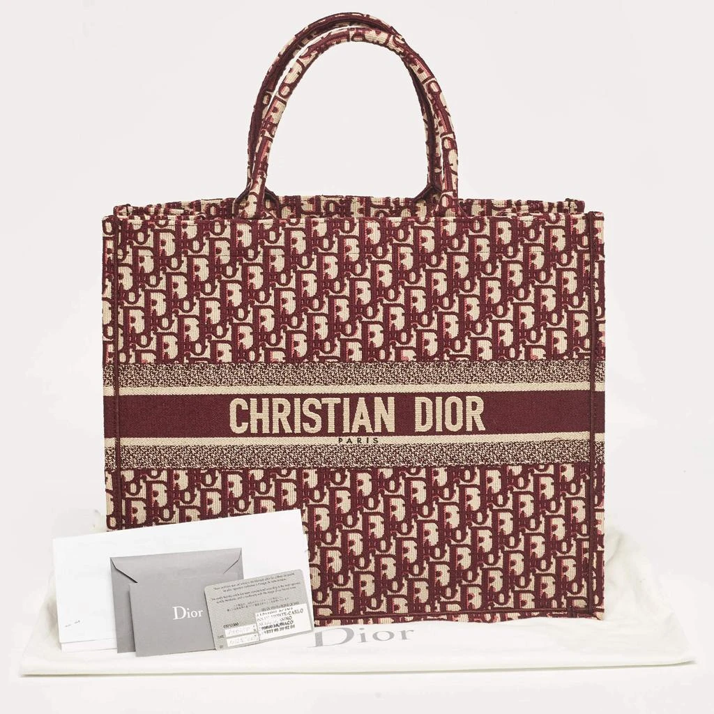 Dior Dior Burgundy Oblique Embroidered Canvas Large Book Tote 10