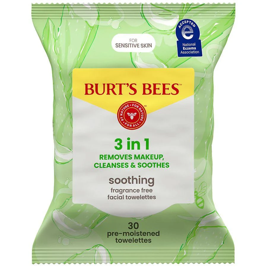 Burt
s Bees Soothing 3-in-1 Pre-Moistened Towelettes for Sensitive Skin Aloe Vera 1