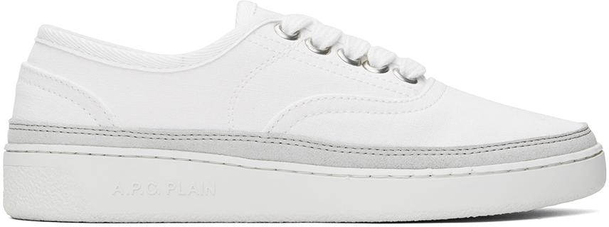 【関税込み】A.P.C. ホワイト&カーキ Plain Simple スニーカー A.P.C. White Plain Simple Sneakers - Casual Shoes - Compare